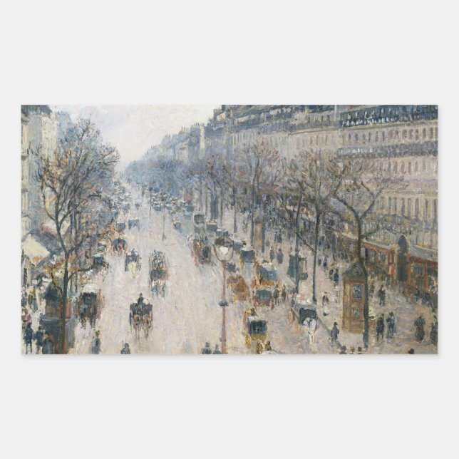 Camille Pissarro - The Boulevard Montmartre Rectangular Sticker (Front)