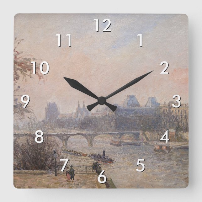 Camille Pissarro - The Seine and the Louvre Square Wall Clock (Front)