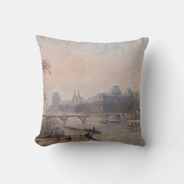 Camille Pissarro - The Seine and the Louvre Throw Pillow (Front)