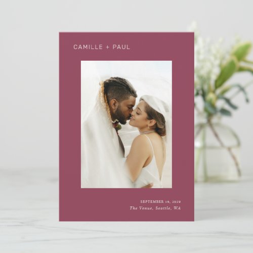 Camille Raspberry Modern Wedding Save The Date