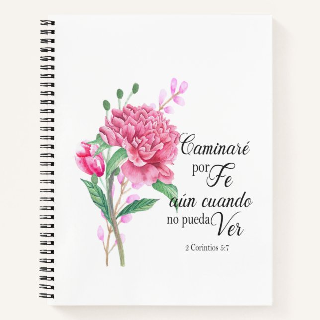 caminare por fe Spanish bible verse Notebook (Front)