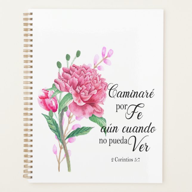 caminare por fe Spanish bible verse Planner (Front)