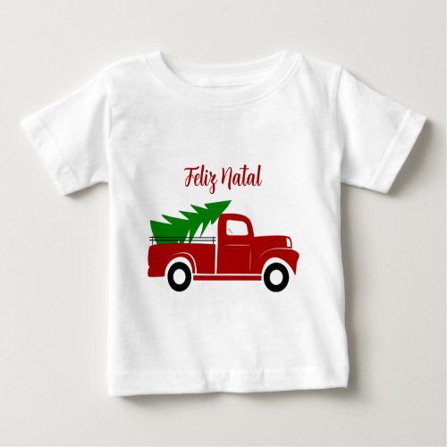 Caminho do Natal com Pinheiro Rustico Farmhouse B Baby T_Shirt