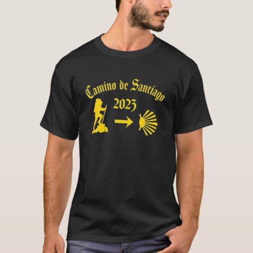 Camino De Santiago 2023 Walking Yellow Arrow Scall T_Shirt