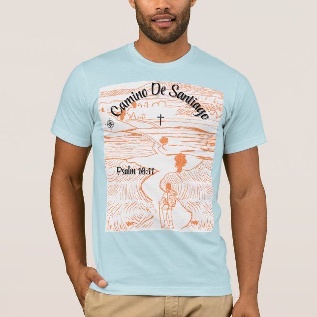 Camino de Santiago Compass – Psalm 16:11 Christian T-Shirt (Front)