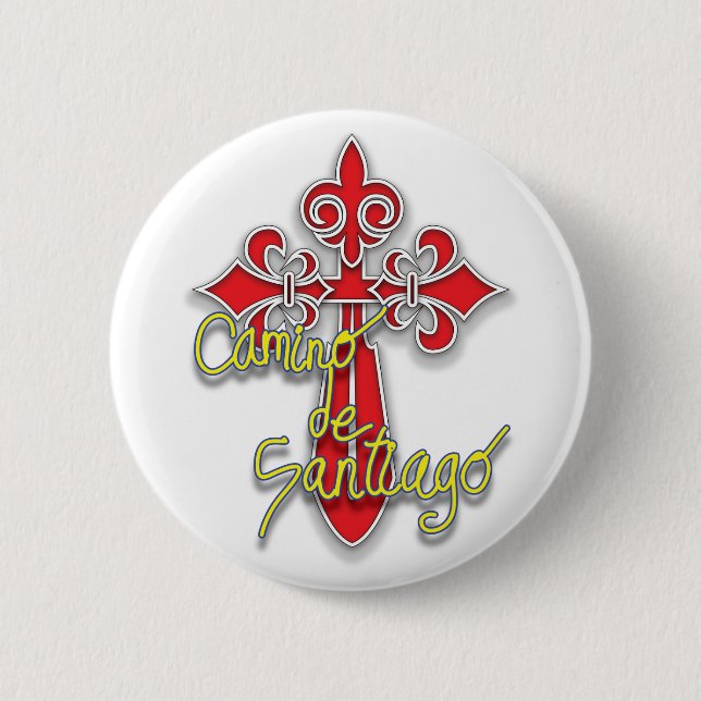 Camino de Santiago Cross Pinback Button (Front)