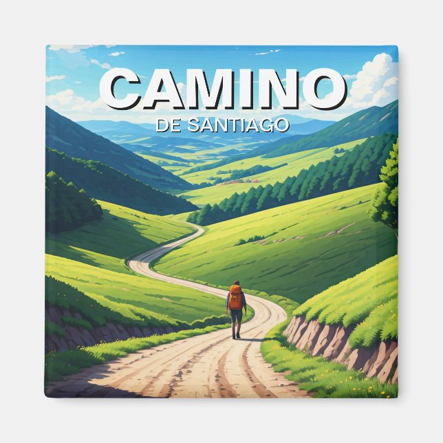 Camino de Santiago Hiker Hiking Magnet (Front)