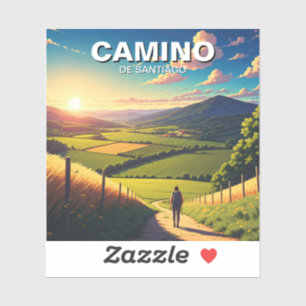 Camino de Santiago Hiker Hiking Sunset Sticker