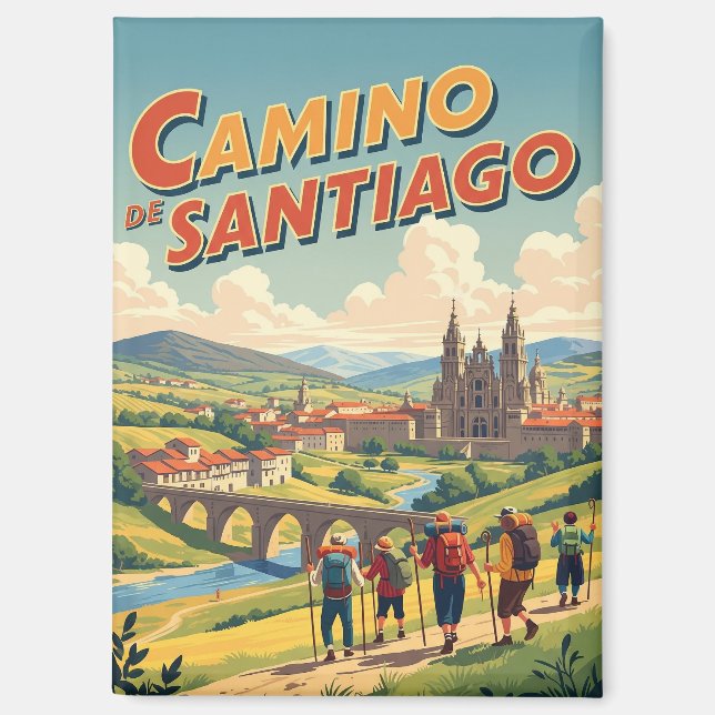 Camino de Santiago Hikers Hiking Magnet (Front)