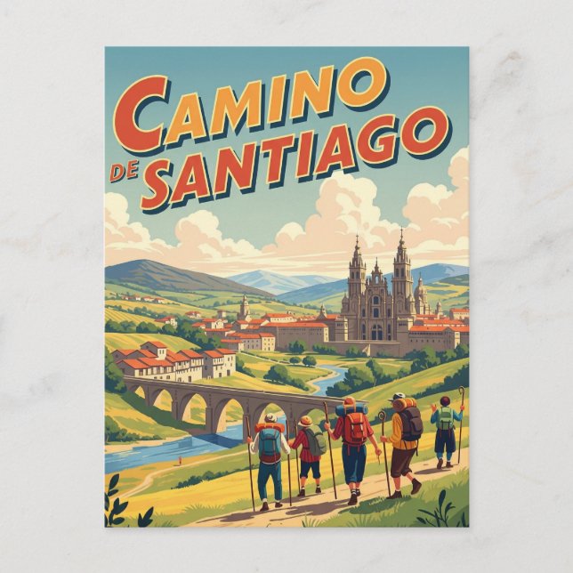 Camino de Santiago Hikers Hiking Postcard (Front)