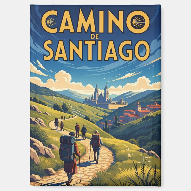 Camino de Santiago Hiking Magnet (Front)