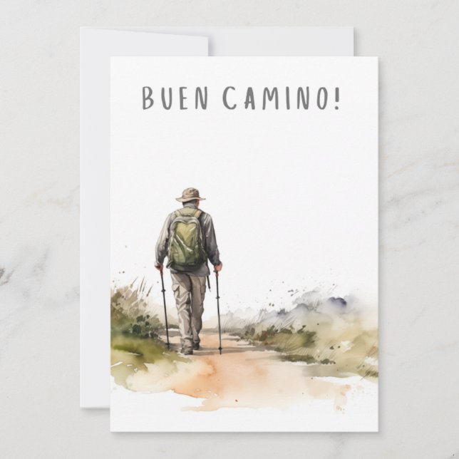 Camino de Santiago Hiking Man Card (Front)