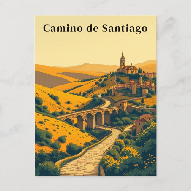 Camino de Santiago Vintage Travel Pilgrimage Path Postcard (Front)