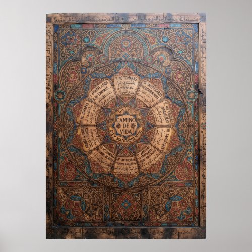 Camino de Vida Illuminated Mandala Art Poster