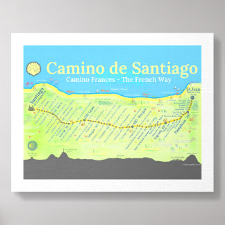 Camino Frances Map, Way of St James Foam Core Photo Tile