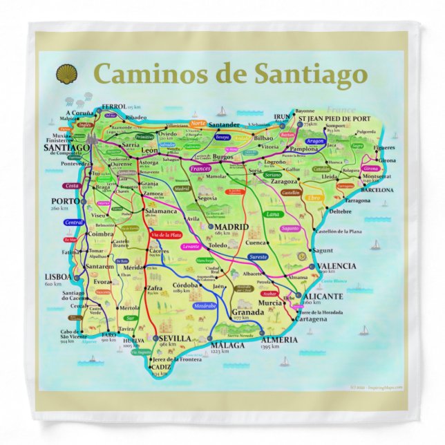 Camino Map Bandana (Front)