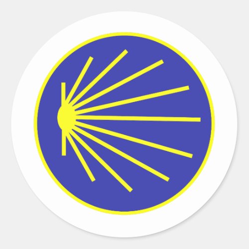 Camino Pilgrim Scallop Yellow and Blue Classic Round Sticker