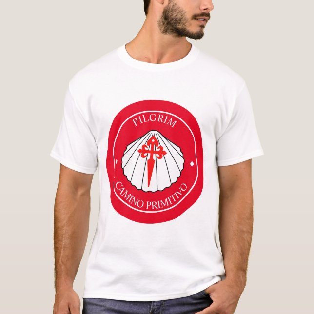 Camino primitivo pilgrims shell Patch T-Shirt (Front)