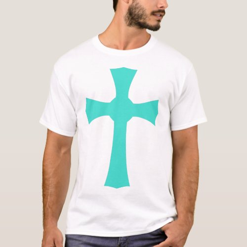 camisa cruzada _ cruz azul turquesa T_Shirt