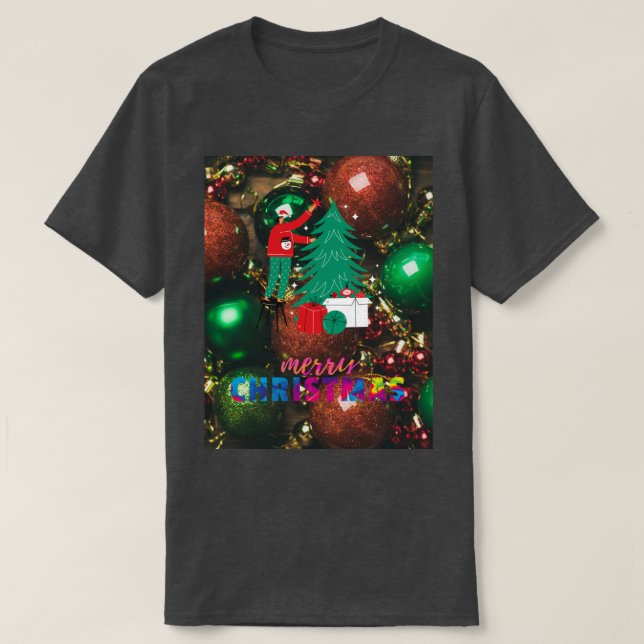 Camiseta Básica Masculina Escura/Natal T-Shirt (Design Front)