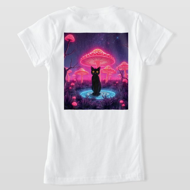 camiseta black cat in the psychedelic world T-Shirt (Laydown Back)