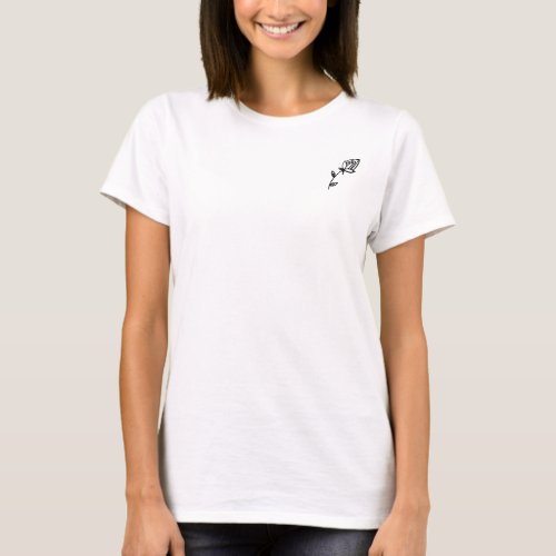 Camiseta blanca con dibujo de flor minimalista T_Shirt