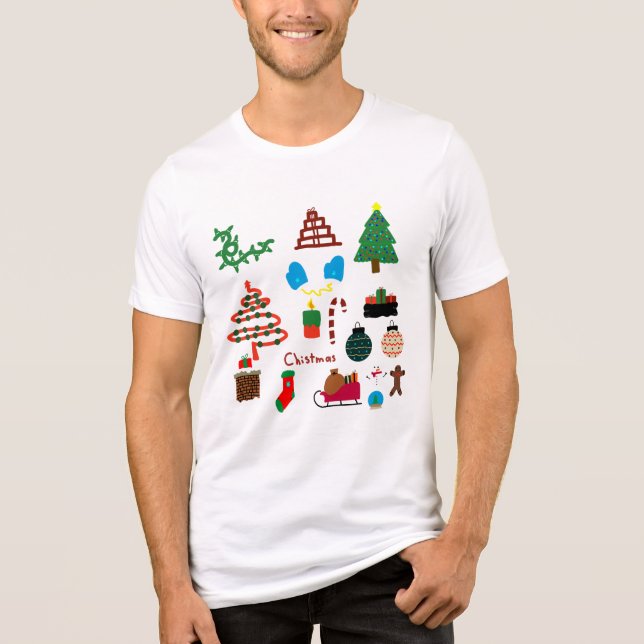 Camiseta con dibujos navideños Tri-Blend shirt (Front)