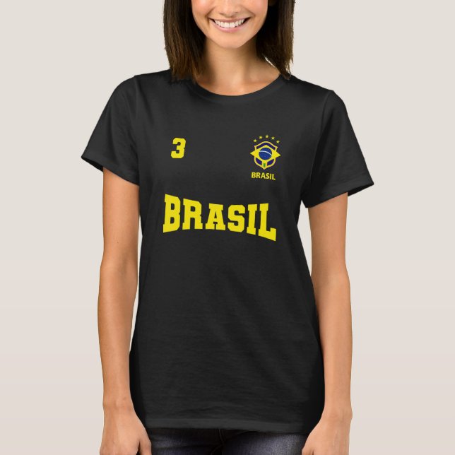 Camiseta do Brasil 2022 Azul número 3 T-Shirt (Front)