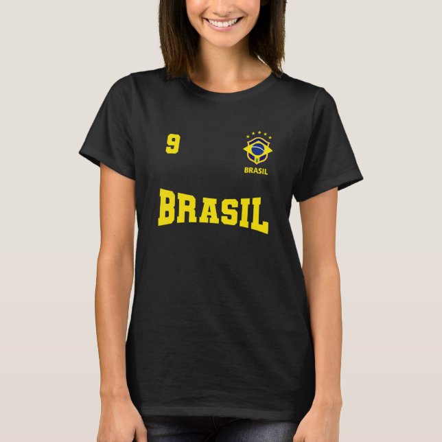 Camiseta do Brasil 2022 Azul número 9 T-Shirt (Front)