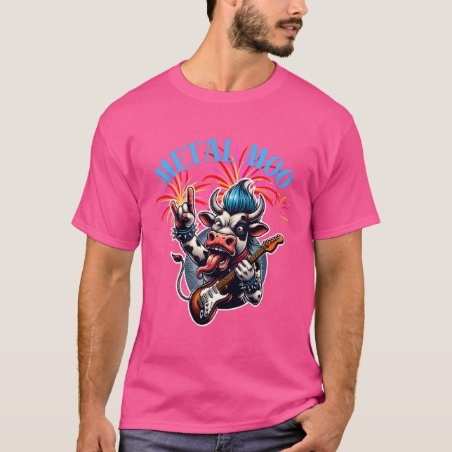  Camiseta Metal Moo-d – Rockin' Cow with a Guitar T-Shirt (Front)