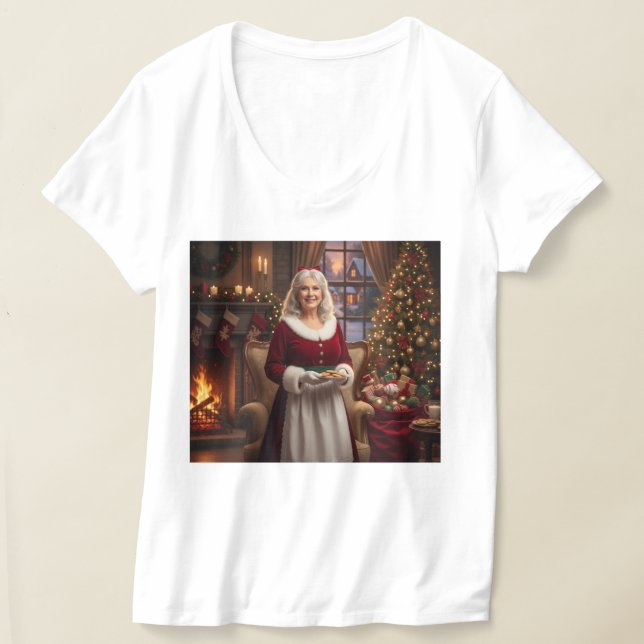 Camiseta o Natal de Mamãe Noel T-Shirt (Laydown)