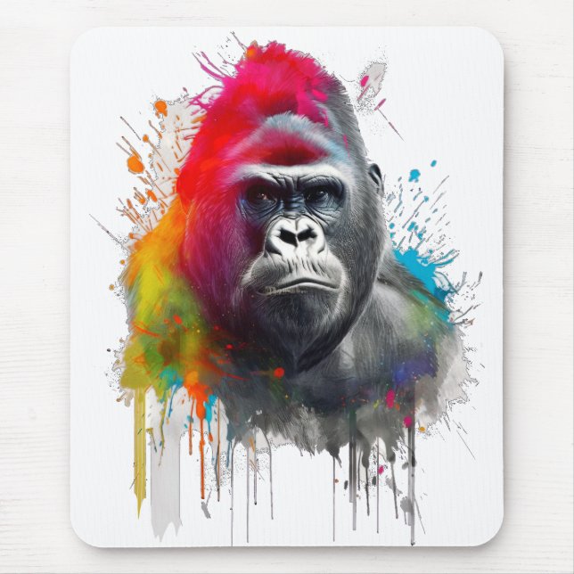 Camiseta Rey de la Selva: Majestuoso Gorila Espald Mouse Pad (Front)