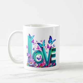Camiseta Vibrant Love and Butterflies – Colorful F Coffee Mug