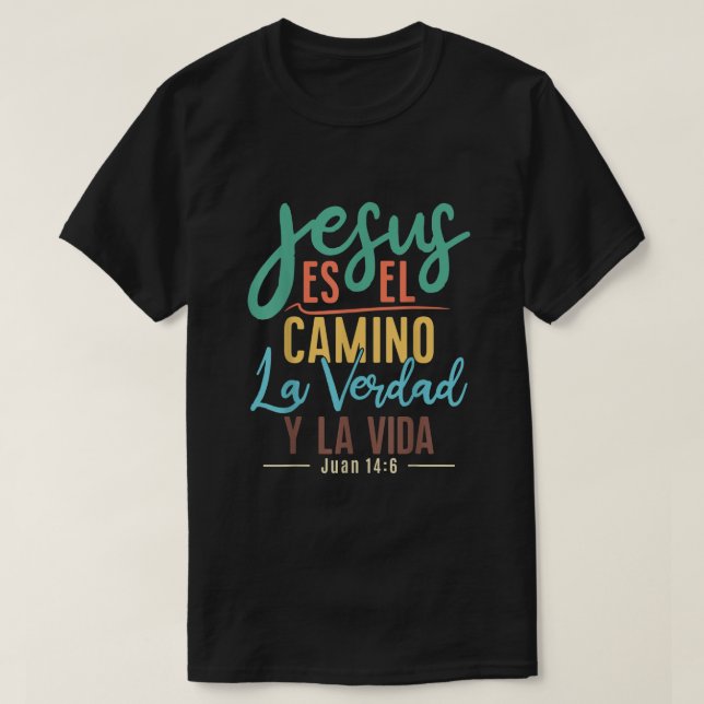 Camisetas Cristianas in Spanish Con Frases Biblia T-Shirt (Design Front)