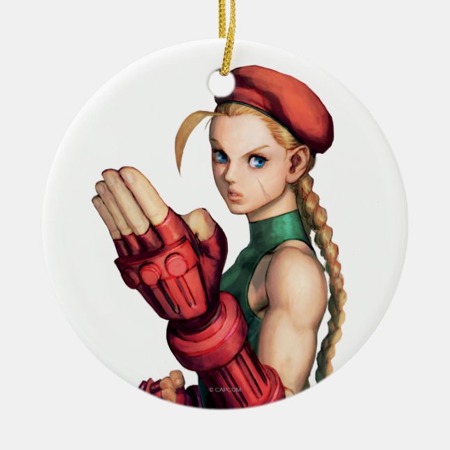 Cammy With Hand Up Ceramic Ornament (Front)