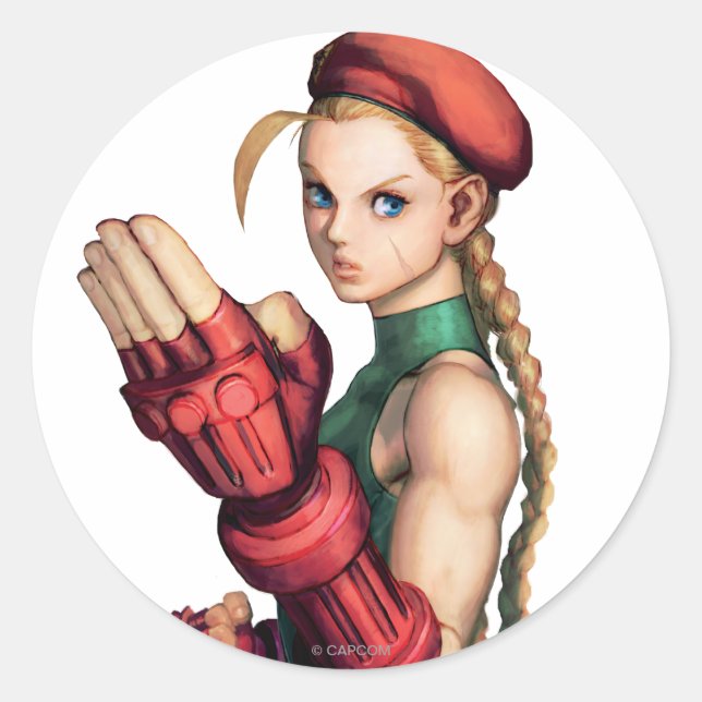 Cammy With Hand Up Classic Round Sticker (Front)