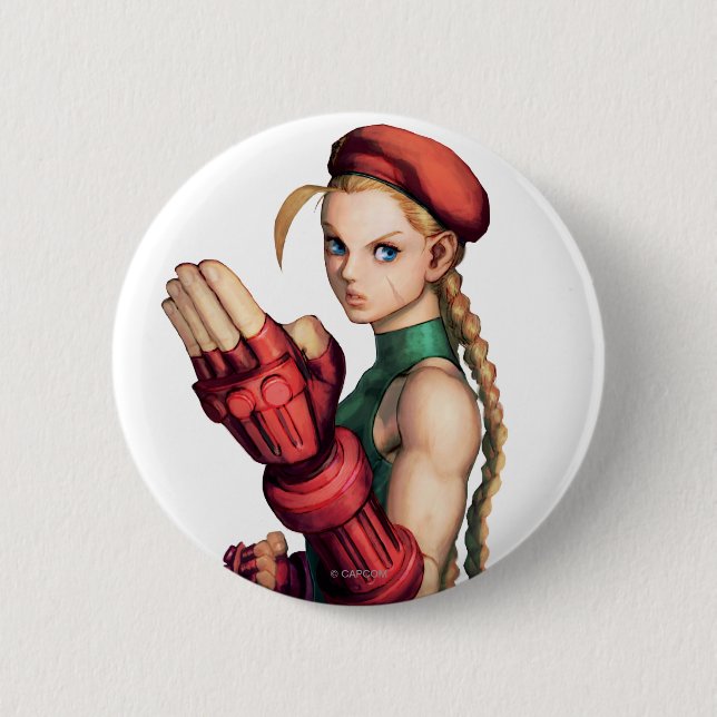 Cammy With Hand Up Pinback Button (Front)