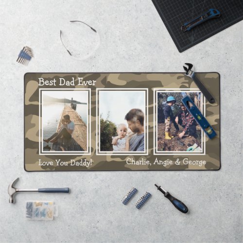 Camo 3 Photo Best Dad Ever Desk Mat
