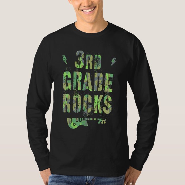 Camo 3rd Grade Rocks Camp Teacher Squad Third Grad T-Shirt (Front)