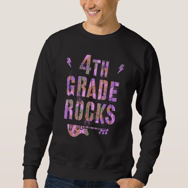 Camo 4th Grade Rocks Teacher I Teach Fourth Gr Roc Sweatshirt (Front)