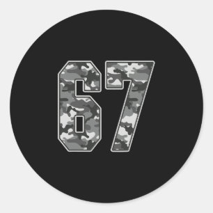 Camo #67 Jersey Number 67 Uniform Fan Favorite Pla Classic Round Sticker