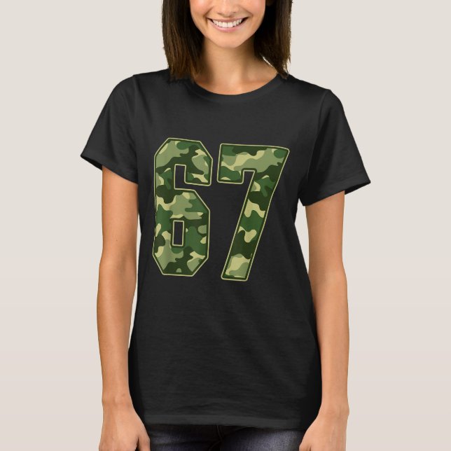 Camo #67 Jersey Number 67 Uniform Fan Favorite Pla T-Shirt (Front)