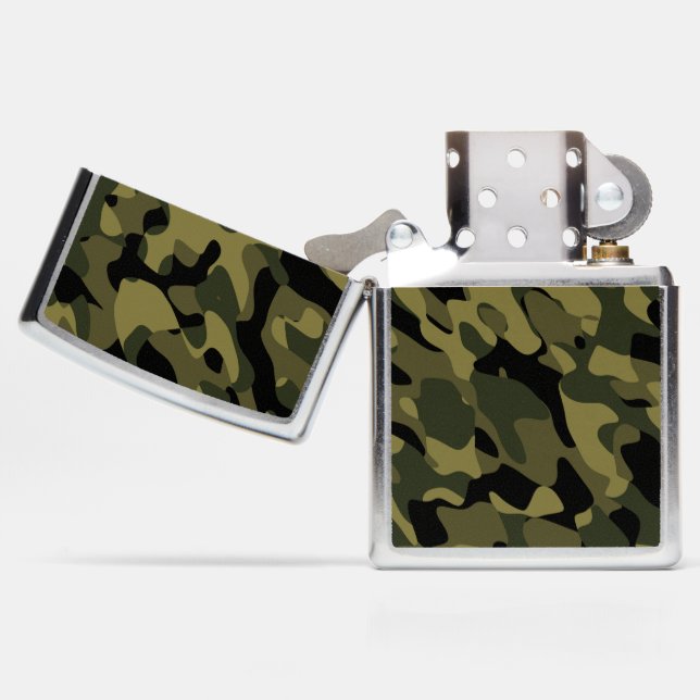 Camo Abstract Zippo Lighter (Opened)