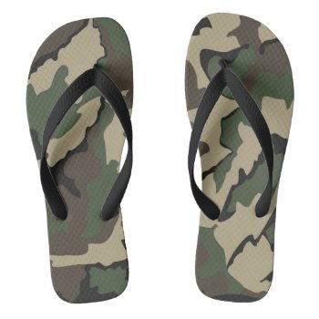 Camo  Adult Flip Flops Wide Straps by StormythoughtsGifts at Zazzle