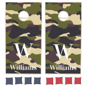 Camo American Eagle Flying Flag Patriotic Cornhole Set