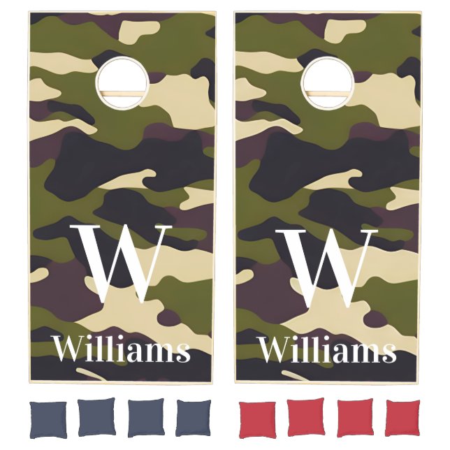 Camo American Eagle Flying Flag Patriotic Cornhole Set (Set)