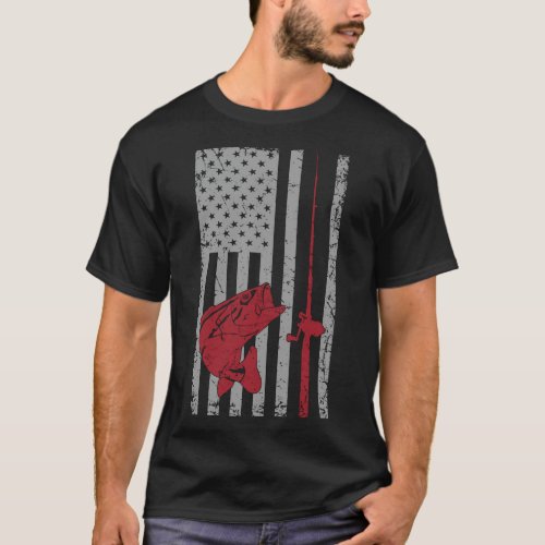 Camo American Flag Bass Fishing Gift USA Flag Cool T_Shirt