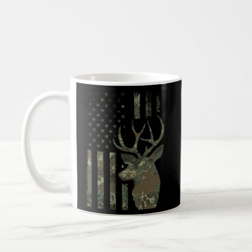 Camo American Flag Buck Hunting For Elk Deer Hunte Coffee Mug