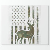 Camo American Flag Buck Hunting Gift Deer Hunter Wrapping Paper (Flat)