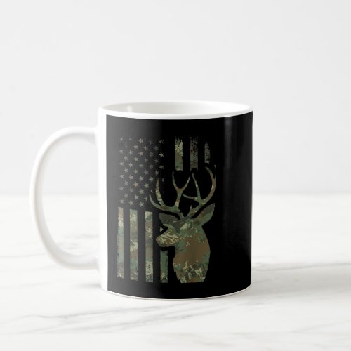 Camo American Flag Buck Hunting Gift for Elk Deer  Coffee Mug